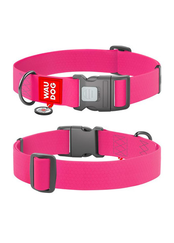 Нашийник для собак водостійкий WAUDOG Waterproof з QR паспортом, пластиковий фастекс,, Ш 40 мм, Дов 46-70 см, рожевий Collar (363196816)