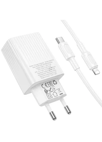 МЗП BAS75A Source PD30W (1USB-C) + кабель Type-C to Lightning White Borofone (382609675)