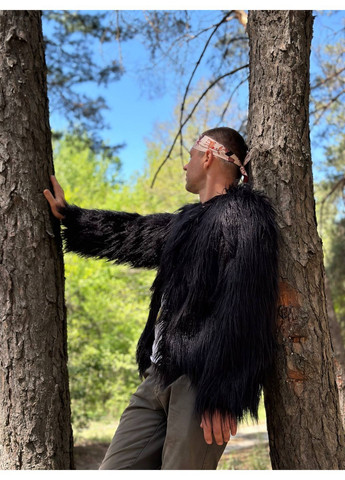 Шуба из искусственного меха лама чёрная No Brand (364122656)