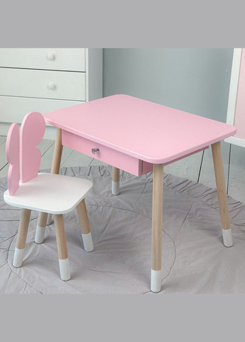 Дитячий столик і стільчик рожевий. Столик із шухлядою для олівців і розмальовок No Brand (361259116)