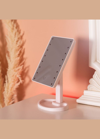 Зеркало настольное косметическое для макияжа 21х16 см. Зеркало прямоугольное на подставке 16 LED. Yiwu (325922796)