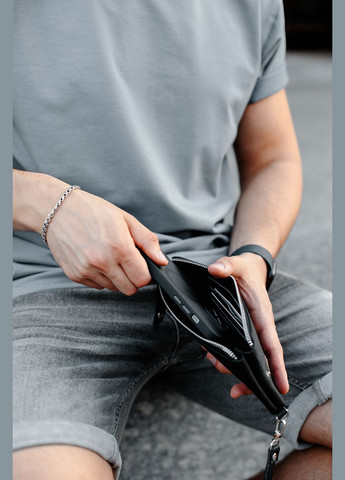 Мужской клатч-кошелек из натуральной зернистой кожи Trampl (черный) SKILL Портмоне (296478640)