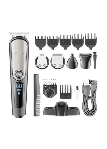 13 в 1 Професійна Акумуляторна бездротова машинка для стрижки, електробритва - триммер + 5 насадок-гребінців з органайзером VGR V-105 (304059422)