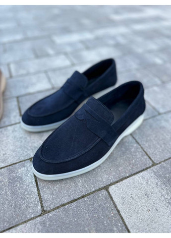 VZUTIK Замшевые женские лоферы темно-синий з натуральная замша, украина — лето (288187458)