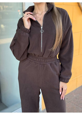 Женский флисовый комбинезон Osoblyva комбинезон-брюки тёмно-коричневый