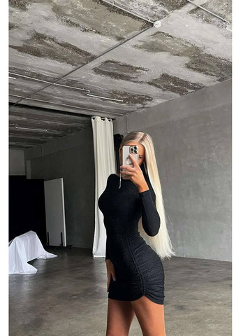 Черное праздничный платье блестящий акцент - замеры в описании силуэтная DK/DL Мода без кордонів однотонное