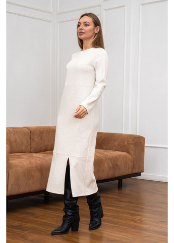 Молочна жіноча трикотажна сукня юна з розрізом (ск 1825) RiMari