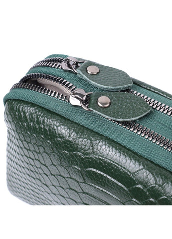 Женская компактная сумка на два отделения из натуральной кожи 22802 Зеленый Vintage (303877223)