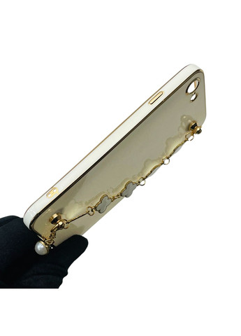 Чохол для телефона iPhone 7 жіночій із ремінцем з прикрасами та золотою окантовкою на айфон 7 білий gs1 Apple (366236707)