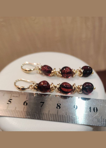 Сережки 2470 з натурального бурштину Коньячний відтінок MINOV (311310518)