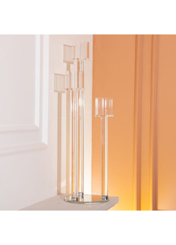 Підсвічник скляний на 3 свічки 16×57 см підсвічник декоративний прозорий на ніжці HP-4-15 Yiwu (370973995)