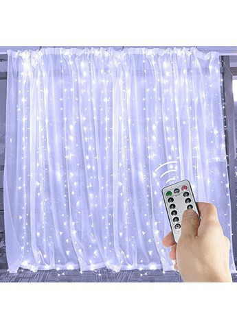 Світлодіодна гірлянда штора "Роса" USB на мідному дроті 3x3 м з пультом, 8 режимів, Холодний білий No Brand (368375458)