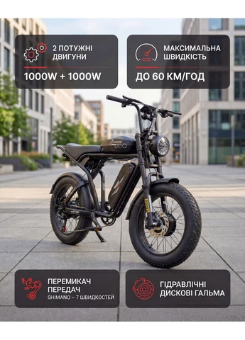 Електровелосипед фетбайк гірський чоловічий Shimano 2000W 36Ah M20 потужний велосипед для міста та бездоріжжя 73888 SAMEBIKE (401563812)