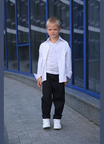 Белый летний костюм котоновый детский popluzhnaya