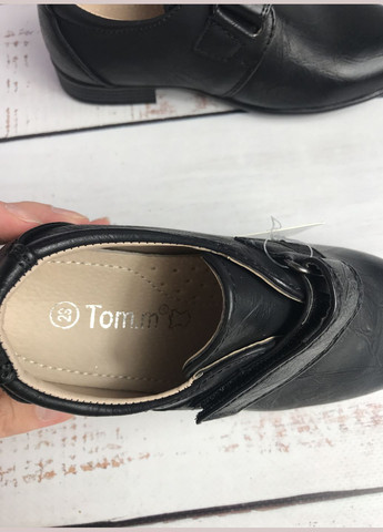 Черные туфли детские для мальчика том.м черный (684) на липучке Том.М