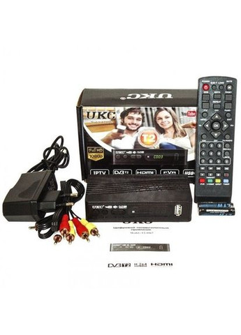 Тюнер цифровий ефірний телевізійна приставка приймач T2 з переглядом YouTube 0967 TV з функціями Wi-Fi, IPTV, USB Чорна UKC (313109983)