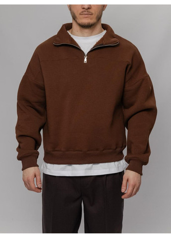 Коричневий чоловічий зип світшот на флісі (366074697)