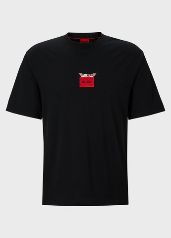 Чорна чоловічі футболки hugo boss hugo gremlins з нашивкою-лого розмір l чорний з коротким рукавом No Brand