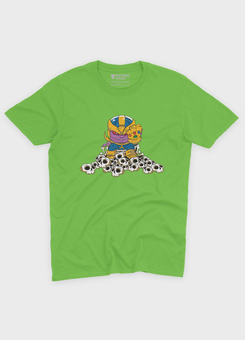 Салатовая демисезонная футболка для мальчика с принтом супезлодея - танос (ts001-1-kiw-006-019-004-b) Modno