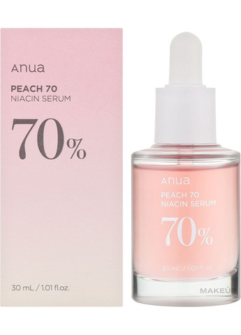 Осветительная сыворотка с персиковой водой 70% 30 мл Peach 70% Niacinamide Serum Anua (361072573)