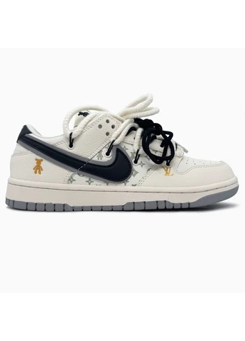 Белые летние кроссовки nike sb x louis vuitton x glommy bear white black найк сб данк No Brand