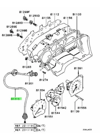 Трос спидометра EMA497 OEM MB521556 Mitsubishi Galant VI E3A SBK (380189349)