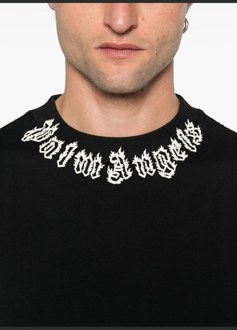 Черная футболка мужская Palm Angels Flame Logo T-Shirt Oversise