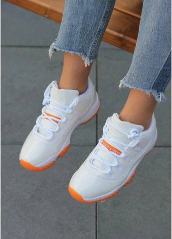 Білі літні кросівки nike air jordan retro 11 white orange найк аір джордан No Brand