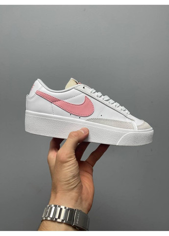 Розовые демисезонные кроссовки мужские nike blazer low platform white pink glaze v2 найк блейзер No Brand