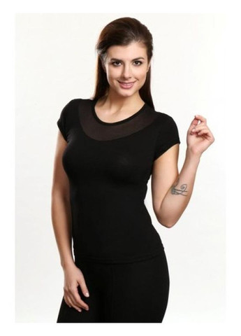 Модная черная женская вискозная футболка с сеткой violana paris Viola - (324833167)