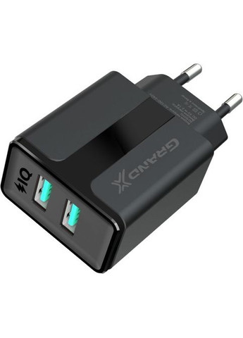 Зарядний пристрій, 4A, TPE (CH-15T) Grand-X CH-15T 5V 2,1A USB Black + cable USB -> Type C, Cu (268147788)