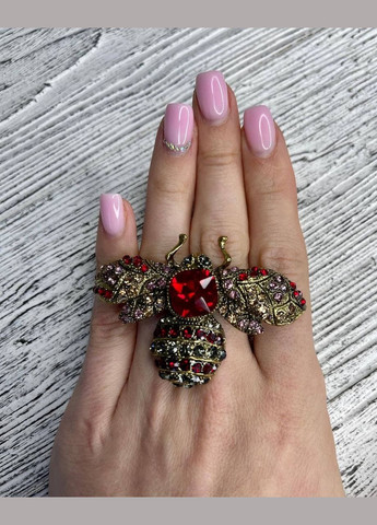 Брошь булавка бджола золотиста в камінні червона Xuping Jewelry (330618939)