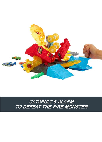 Игровой набор Monster Trucks Power Smashers – машинка 5 Alarm и огненная башня, испытания, Mattel Hot Wheels (330829117)