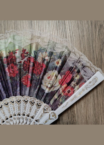 Віяло Міледі з мереживом з квітковим принтом Троянди No Brand (342064904)