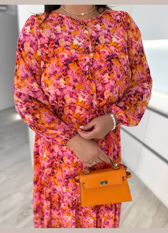 Розовое повседневный платье клеш Garna с цветочным принтом