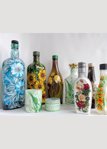 Декоративная прозрачная винная бутылка с авторской росписью "Розовая Лилия" No Brand (349843060)