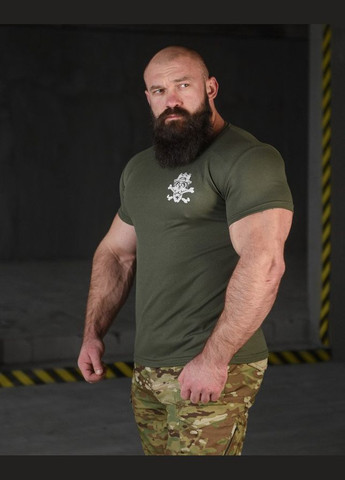 Тактична футболка потовідвідна з принтом Трон олива No Brand (317243837)