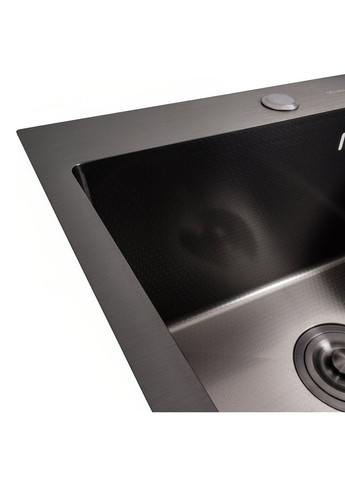 Кухонная мойка 50*50 PVD черная DECOR Handmade (сифон круглый, 3,0/0,8) Valeso (353746721)