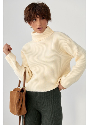 Базовий теплий гольф у рубчик - чорний колір Lurex (370601977)