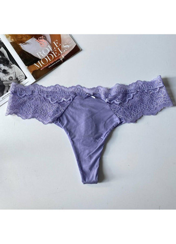 Трусики-стрінги жіночі люксові з мереживом Lace-Trim Thong Panty бузкові Victoria's Secret (316551384)