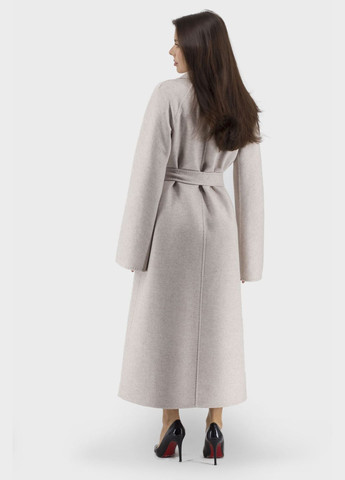 Світло-бежеве демісезонне Жіноче класичне вовняне пальто меланж, світлобежеве, з поясом Bella Bicchi (світлобежевий, ), 47892 No Brand
