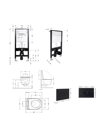 Готове рішення для ванної кімнати: підвісний унітаз Jay Ultra Quiet 485x360x320 + комплект інсталяції Standard (лінійна клавіша Qtap QT07335177W51590 (400531147)