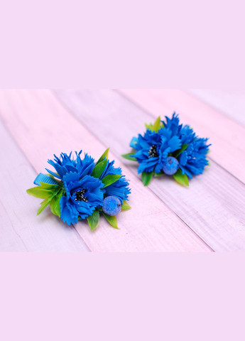 Набор заколки для волос детские 2 штуки цветы с васильками синий 769 Okl (370386381)