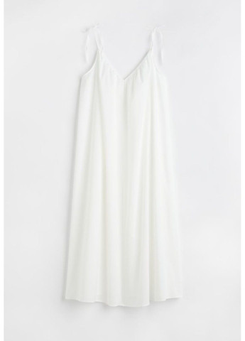 Білий повсякденний жіноча сукня з бавовняної вуалі на бретелях н&м (57133) м біла H&M