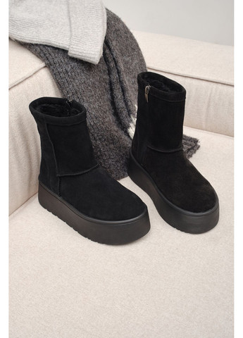 Чорні зимові уггі на високій підошві з натуральної замші та боковою блискавкою (відшив 3 дні) Paradize (365756011)
