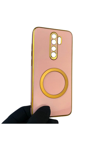 Чохол для Redmi Note 8 Pro глянцевий з кільцем MagSafe із золотою окантовкою на сяомі редмі нот 8 про пудровий gs1 Xiaomi (366236596)