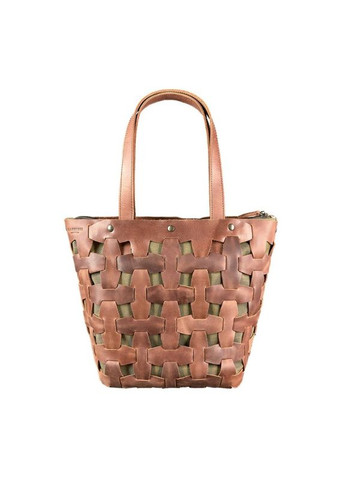 Шкіряна сумка жіноча через плече шоппер Пазл L світло-коричнева Crazy horse BlankNote (302008769)