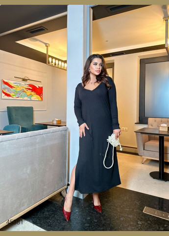 Чорна повсякденний сукня міді однотонна Liton