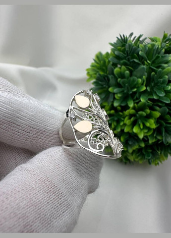 Комплект украшений Цветы в весне серебряный 925 пробы с пластинами золота 375 пробы кольцо + серьги No Brand (328264021)