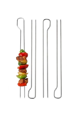 Набір подвійних шампурів HG03419A для шашлику 29 см 4 шт Silver (3_08286) Grill Meister (395879995)